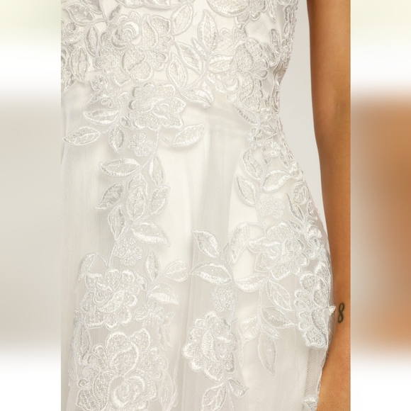 Lulus White Embroidered Lace-up Tulle Maxi Dress - Picture 12 of 16